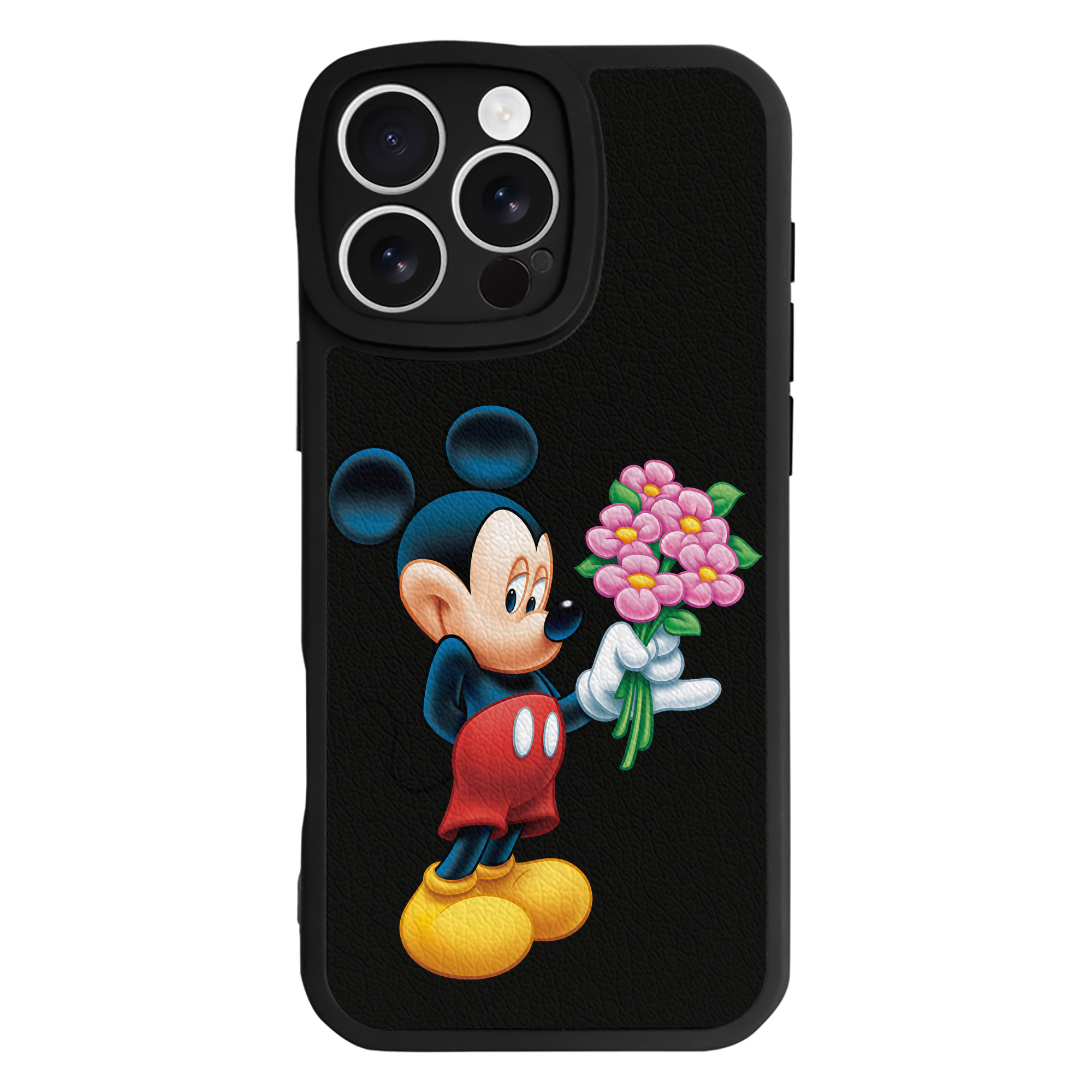 （画像用） ミッキーマウス Mickey Mouse 【iPhone 16シリーズ対応】シリコンスマホケース（レザー調） 材質：シリコン